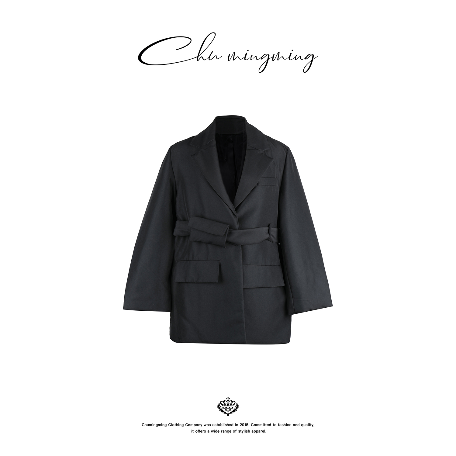 挎包大翻领腰带高级感西装外套