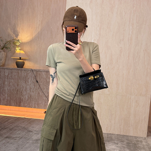 新款 CHU楚妞 T恤2026春季 TR同源长绒棉短袖 女简约显瘦上衣 高织