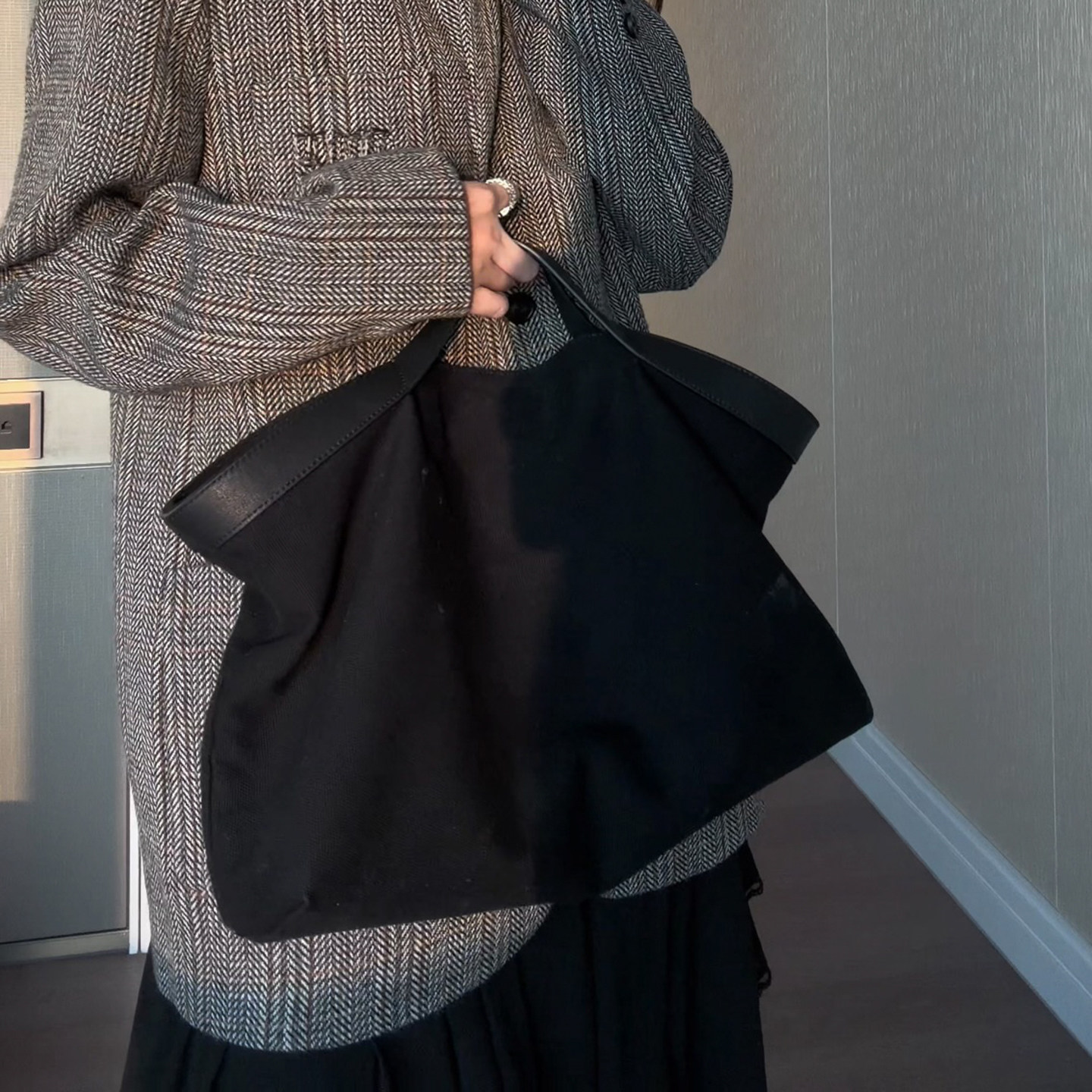 CHU楚妞大容量子母包女新款单肩腋下高级感通勤包简约黑色托特包