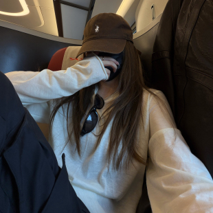 新款 CHU楚妞 T恤2026春季 羊毛混纺卷边长袖 女百搭打底上衣 硕朵