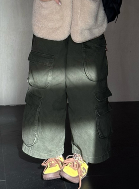 CHU楚妞[劲野]纯棉大口袋休闲九分裤2026春季新款女直筒工装裤子