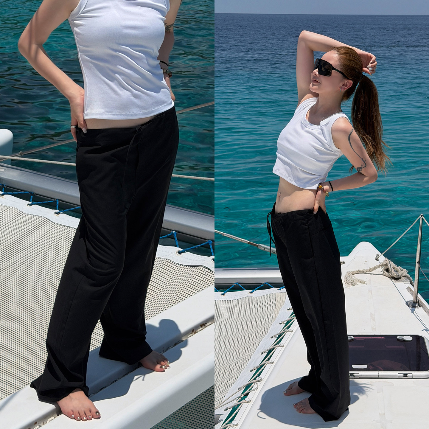 CHU楚妞[舒野]丝光系带休闲长裤2026春夏季新款女宽松西裤裤子