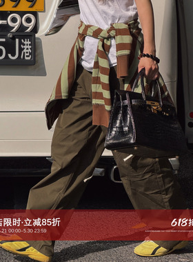 CHU楚妞[百搭伐木]宽松阔腿工装裤女2026新款夏中腰纯色休闲长裤