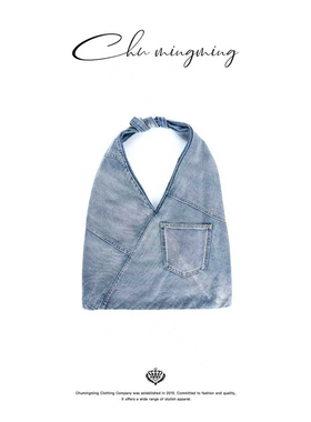 CHU楚妞拼接牛仔休闲包2025新款女式慵懒复古风腋下单肩手提包