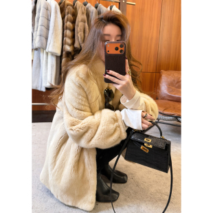 新款 哥本哈根皇冠短二水貂皮毛皮草2025冬季 女外套 奶绒 CHU楚妞