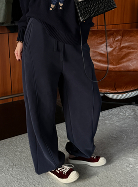 CHU楚妞[绒束]纯棉松紧腰收脚休闲长裤2026春季新款女卫裤裤子