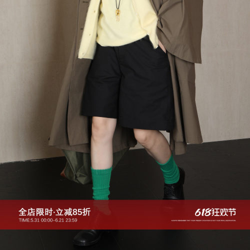 纯棉五分西裤女直筒宽松阔腿短裤
