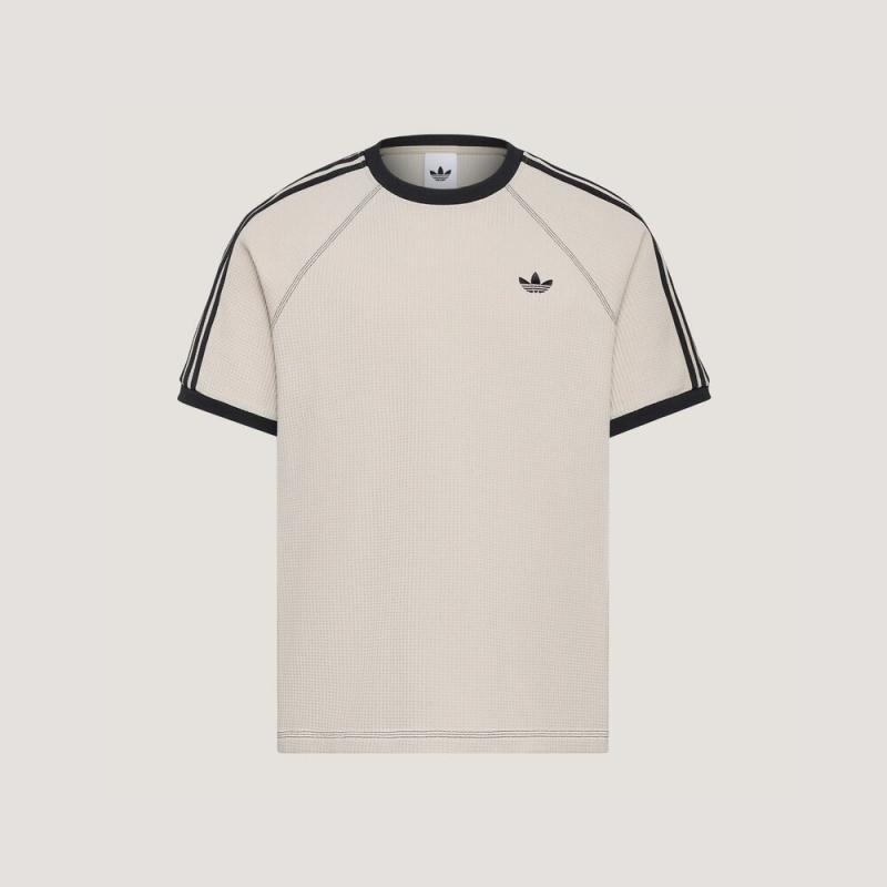 adidas三叶草 男女宽松透气条纹休闲圆领短袖T恤KT7786 KT7787 - 实物图