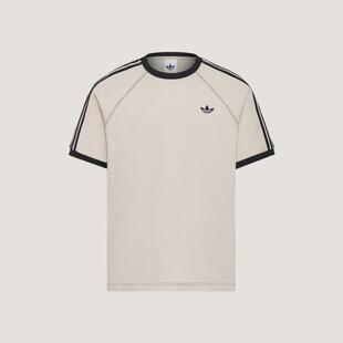 adidas三叶草 男女宽松透气条纹休闲圆领短袖T恤KT7786 KT7787