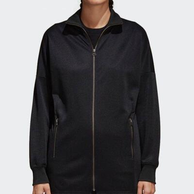 阿迪三叶草中长款立领夹克女款