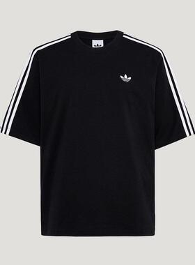 adidas三叶草男装 经典条纹百搭休闲圆领短袖T恤KG6333 KG6334