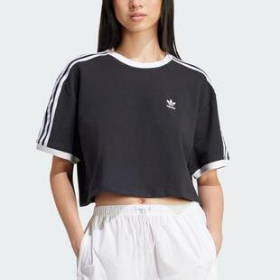 adidas三叶草女装 经典时尚休闲短款圆领短袖T恤JC8149 JC8150