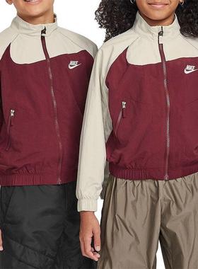 Nike耐克大童装 时尚潮流拼色立领夹克外套FN9134-619