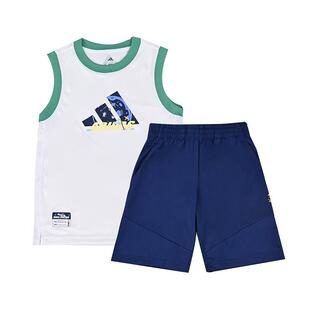 adidas阿迪达斯童装 时尚潮流百搭运动休闲无袖t恤套装 JM7991
