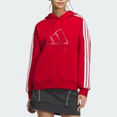 条纹宽松休闲连帽套头卫衣JZ1636 时尚 adidas阿迪女装 经典