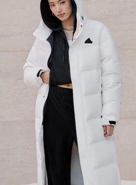 Adidas阿迪达斯男女装 时尚舒适百搭保暖长款连帽羽绒服KF6745