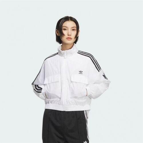 三叶草女装条纹立领夹克外套
