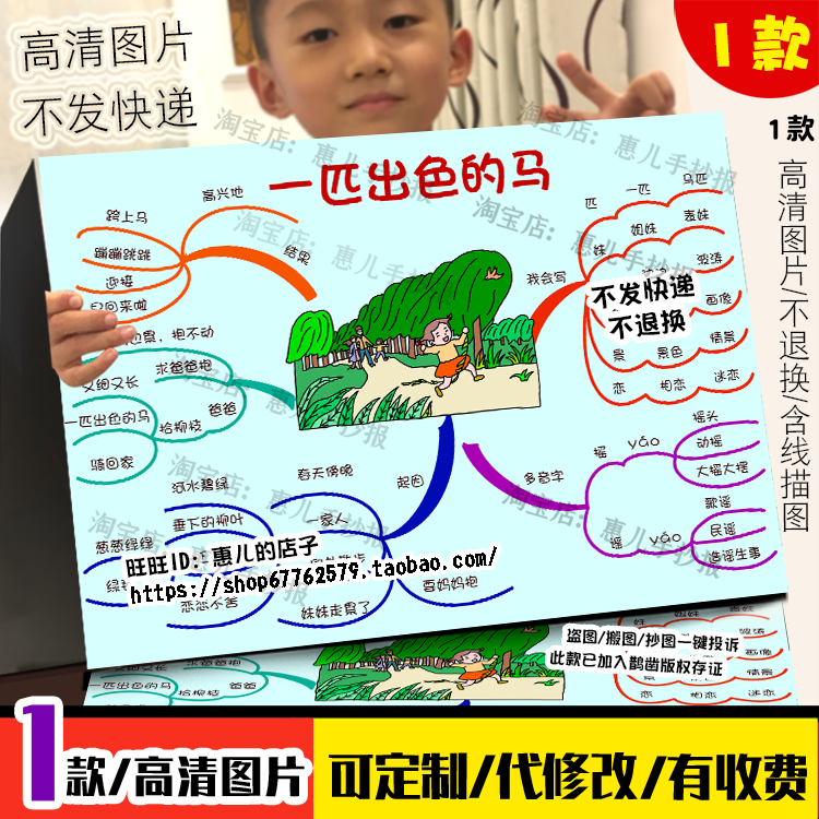一匹出色的马思维导图手抄报二年级语文下册第7课电子版小报,商务/设计服务,设计素材/源文件,淘宝优惠券,粉丝福利购,淘宝优惠卷