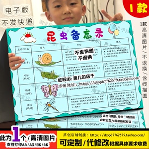 昆虫备忘录手抄报昆虫记自然笔记三年级下册语文电子版小报线稿