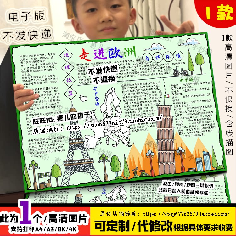 走进欧洲手抄报地理位置自然地理特征地形气候河流初一地理小报
