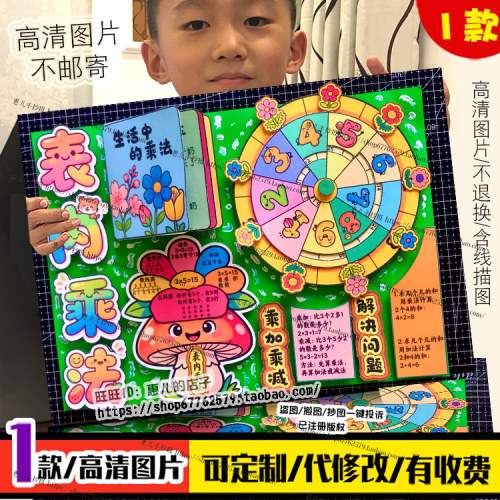 二年级乘法口诀转盘立体手抄报