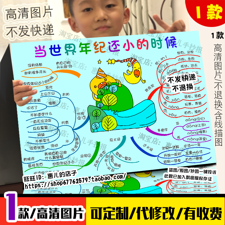 二年级语文下册当世界年纪还小的时候思维导图第24课知识点手抄报,商务/设计服务,卡通/动漫/插画设计,淘宝优惠券,粉丝福利购,淘宝优惠卷