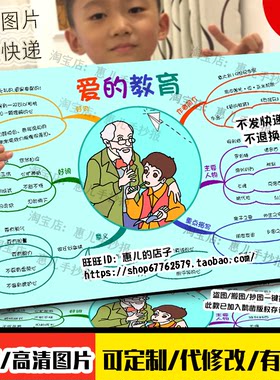 爱的教育思维导图手抄报好书推荐六年级读书阅读电子小报线稿涂色
