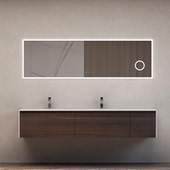 烟熏橡木浴室柜组合挂墙式 极简洗手盆洗脸盆柜智能洗漱台实木出口