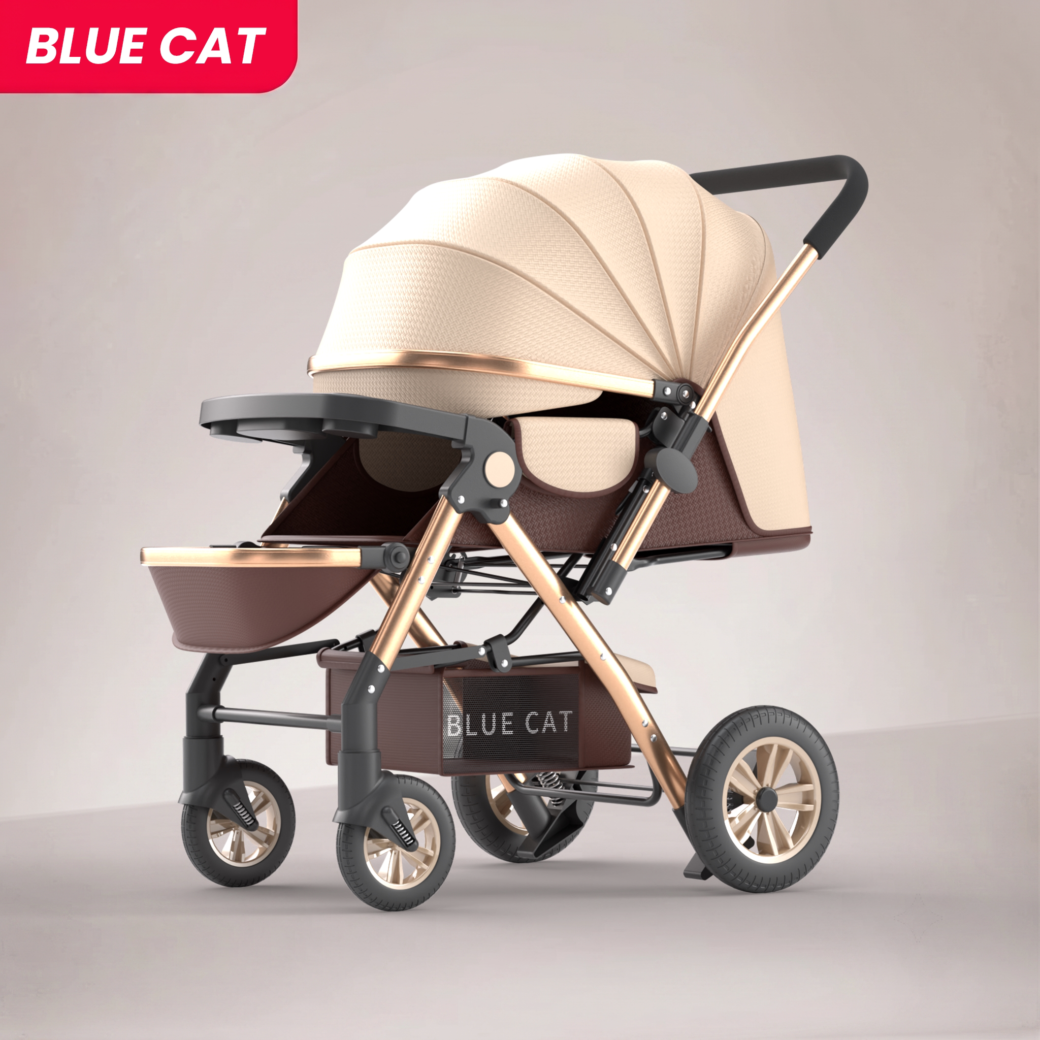 BLUECAT蓝猫四轮婴儿推车可坐可躺轻便折叠双向宝宝手推车遛娃车
