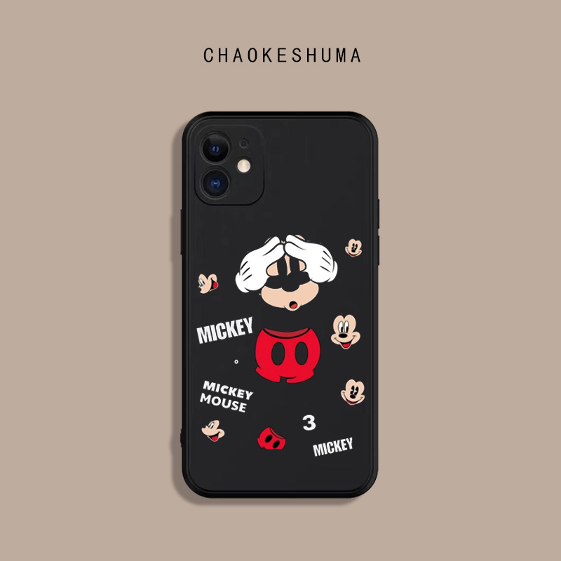 卡通捂眼米奇适用iphone13手机壳苹果14promax硅胶15pro磨砂小众12promax软11防摔xr全包边16保护套