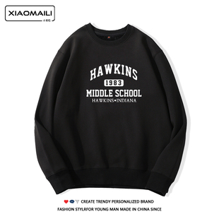怪奇物语霍金斯中学卫衣地狱火俱乐部HellFire Club圆领宽松上衣