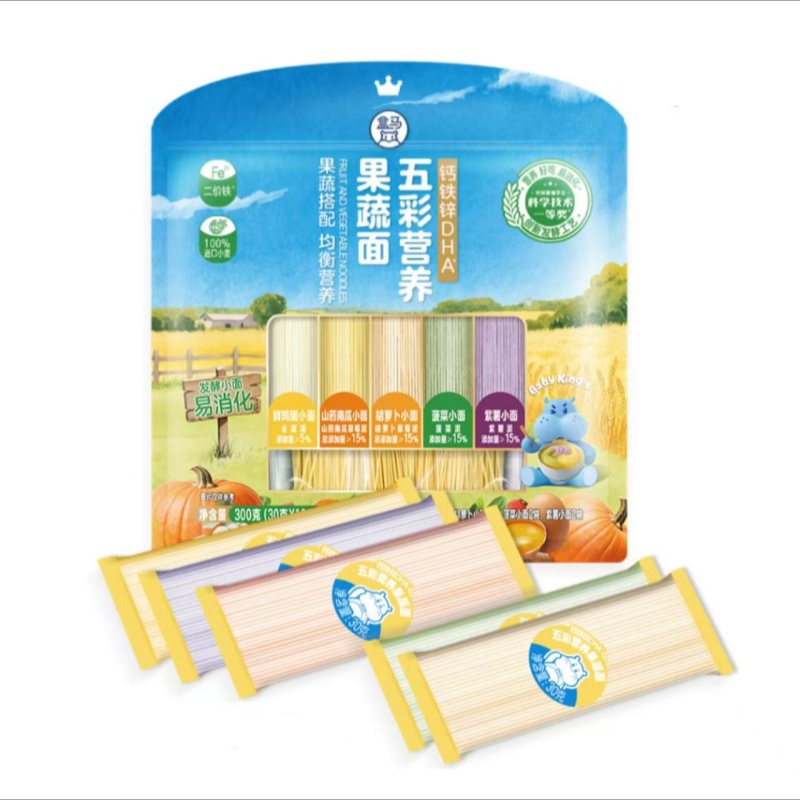 盒马代购钙铁锌DHA五彩营养果蔬面300g果蔬配方易消化儿童面条餐