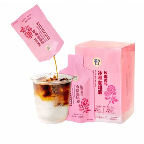 盒马代购玫瑰美式冷萃咖啡液25ml*8拿铁特调玫瑰花露无香精0糖0脂