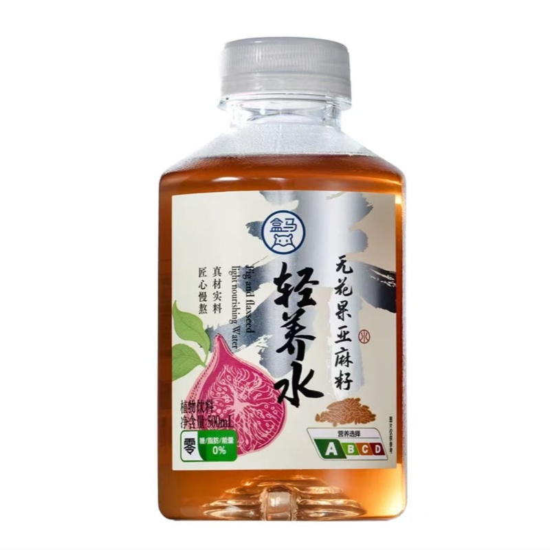 盒马鲜生代购无花果亚麻籽轻养水植物饮料500ml*3瓶干净配方无糖