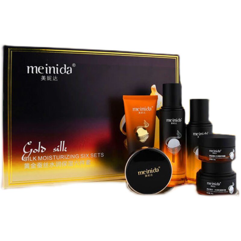 美妮达黄金蚕丝六件套水润保湿清爽洁面乳精华霜修护眼霜温和补水