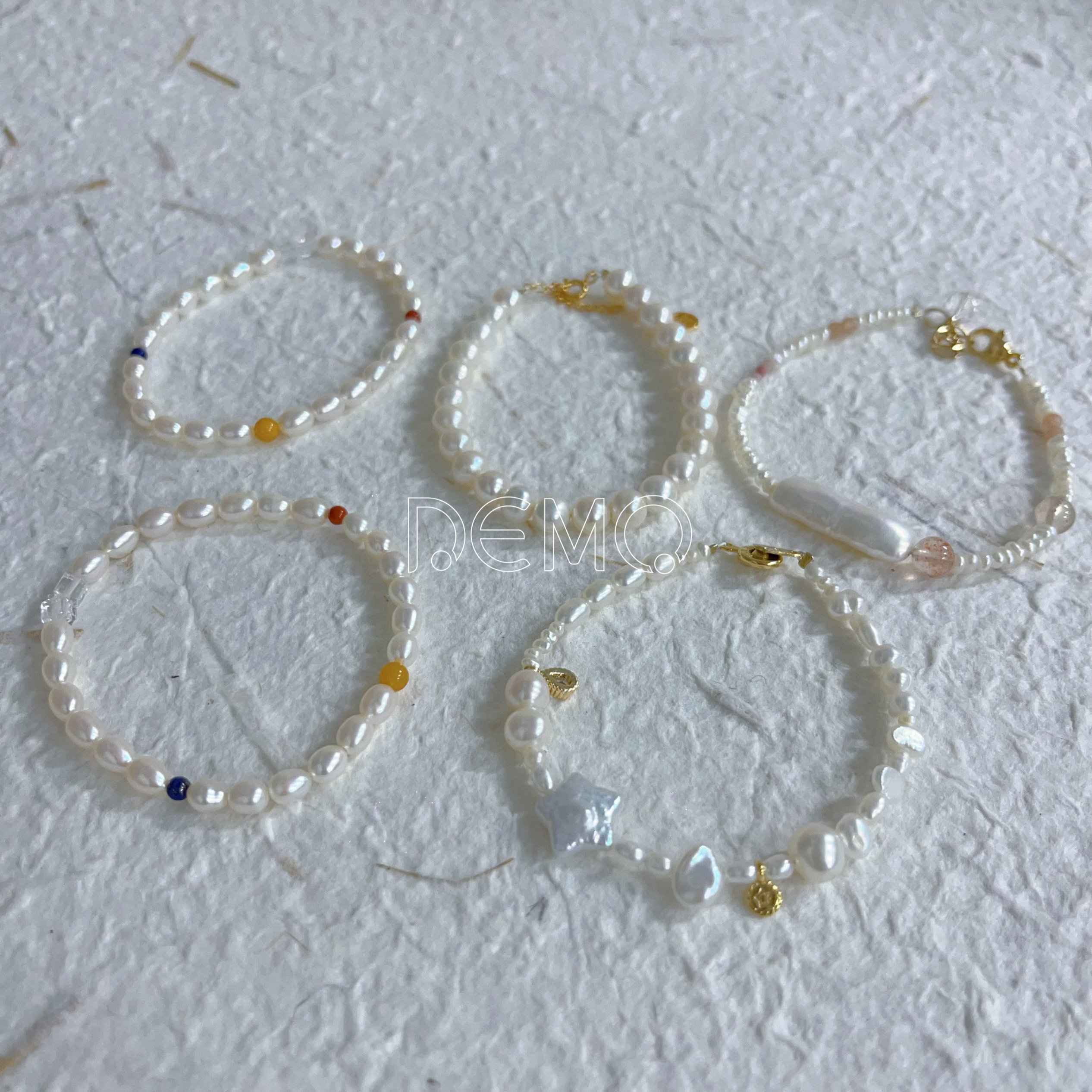 Demo原创天然炫彩淡水珍珠南红蜜蜡青金石轻奢风手串手链古法金