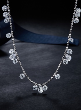 s925锁骨链重工纯银项链满天星