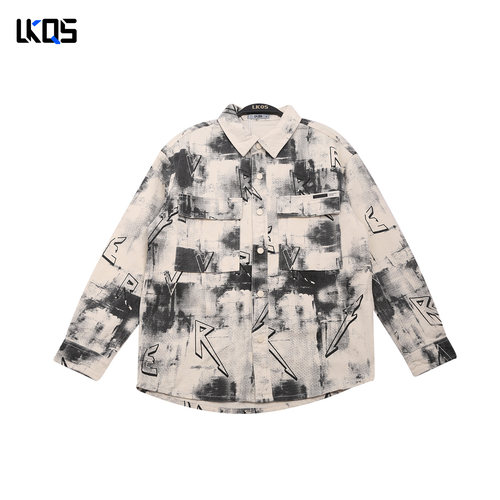 骆克骑士潮牌25秋微阔长袖衬衫男衬衣休闲基础款青少年外套高级感