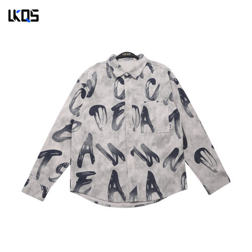 骆克骑士潮牌25秋合身版长袖衬衫男衬衣休闲基础青少年外套高级感