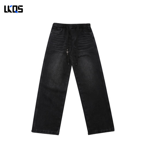 骆克骑士潮牌25秋男士牛仔裤微阔个性穿搭潮流时尚休闲裤多口袋