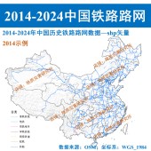 2014 2024年历年中国铁路路网shp矢量数据GIS出图全国铁路地铁