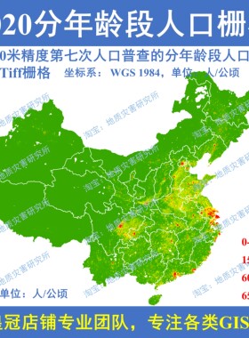 全国100米精度第七次人口普查的分年龄段人口密度tiff栅格数据gis