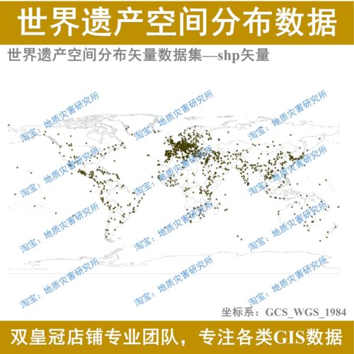 全球世界遗产地空间分布矢量数据集GIS出图世界遗产地点位