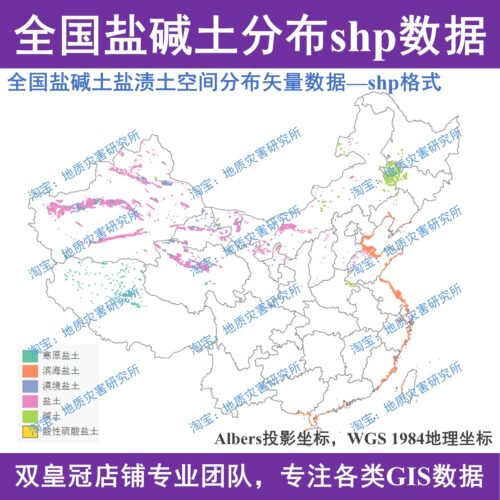 全国盐碱土空间分布shp矢量数据盐渍土矢量边界gis数据