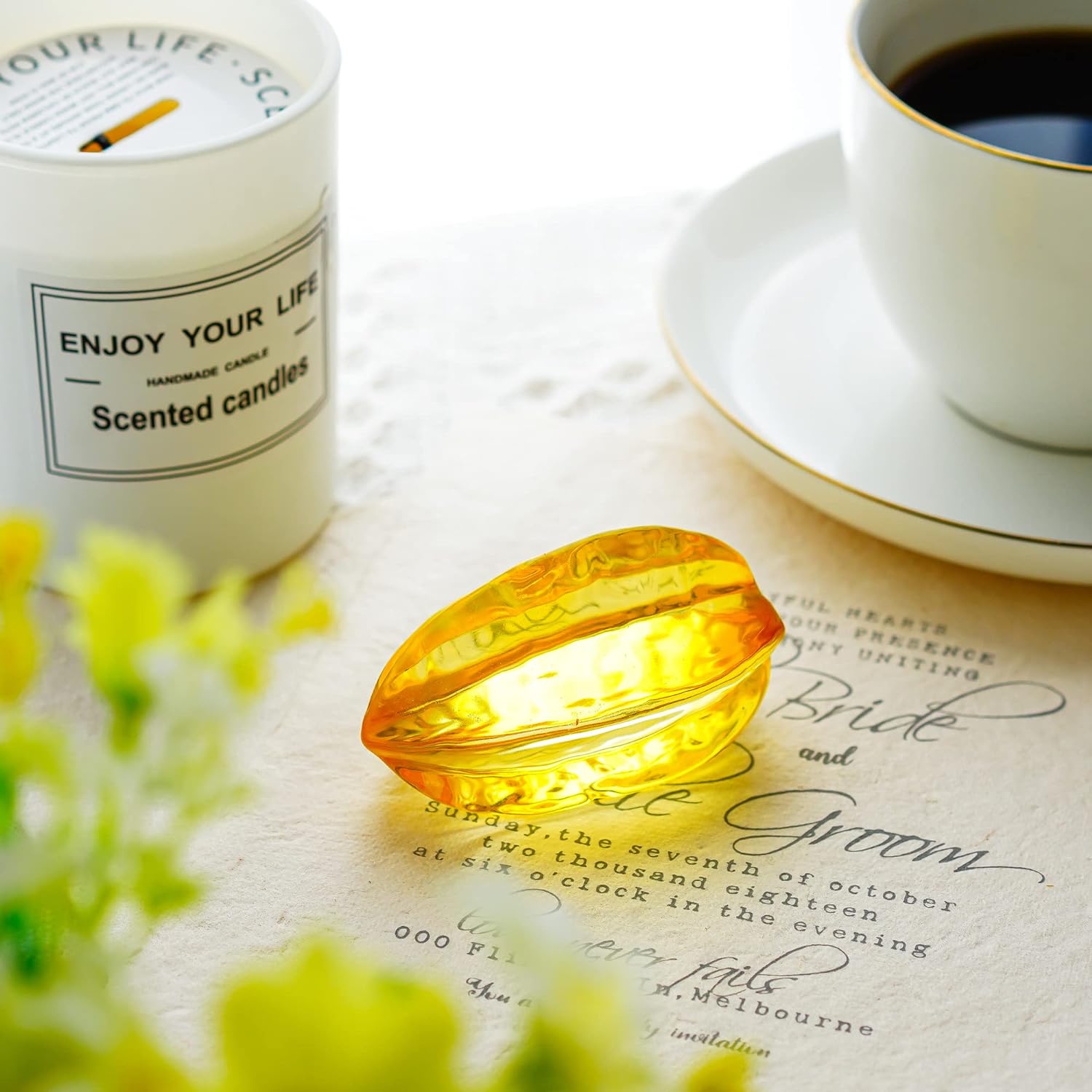 水晶琉璃高档ins极简风仿真水果杨桃可爱卧室摆件供佛水果盘装饰