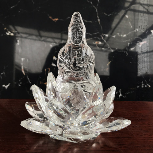 水晶莲花观音菩萨佛像小摆件 车用车载饰品高档家居装饰品送佛友