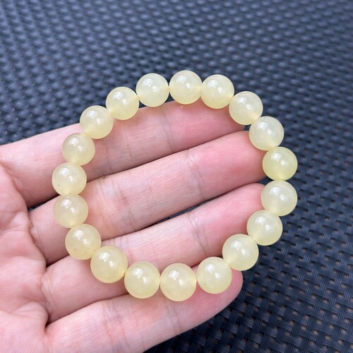 卡10mm天然和田玉冰黄口蜂蜜水圆珠19颗手串青海老料保正品清货价