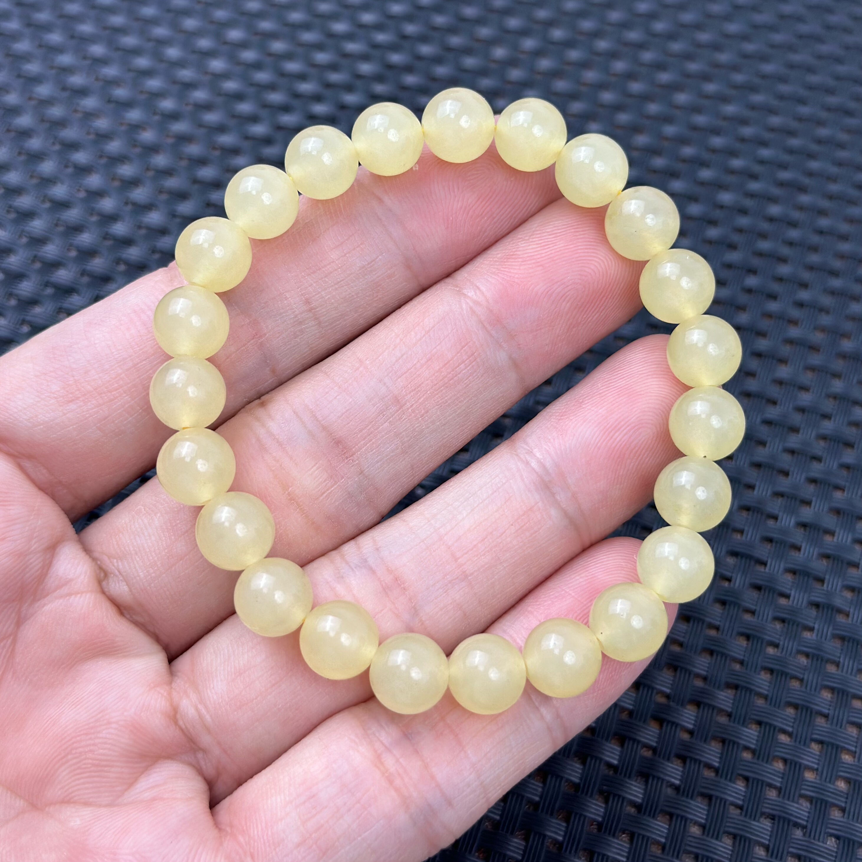 卡8mm 天然和田玉冰黄口蜂蜜水圆珠23颗手串青海老料保正品清货价