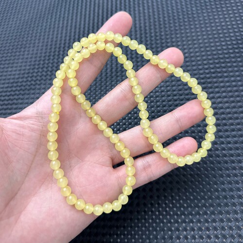 卡6mm 天然和田玉冰黄口蜂蜜水圆珠90颗短项链三圈手串青海老坑料