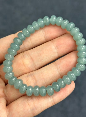 卡8mm天然A货翡翠蓝水糯冰种水算盘珠手串危地马拉料正品保障清货